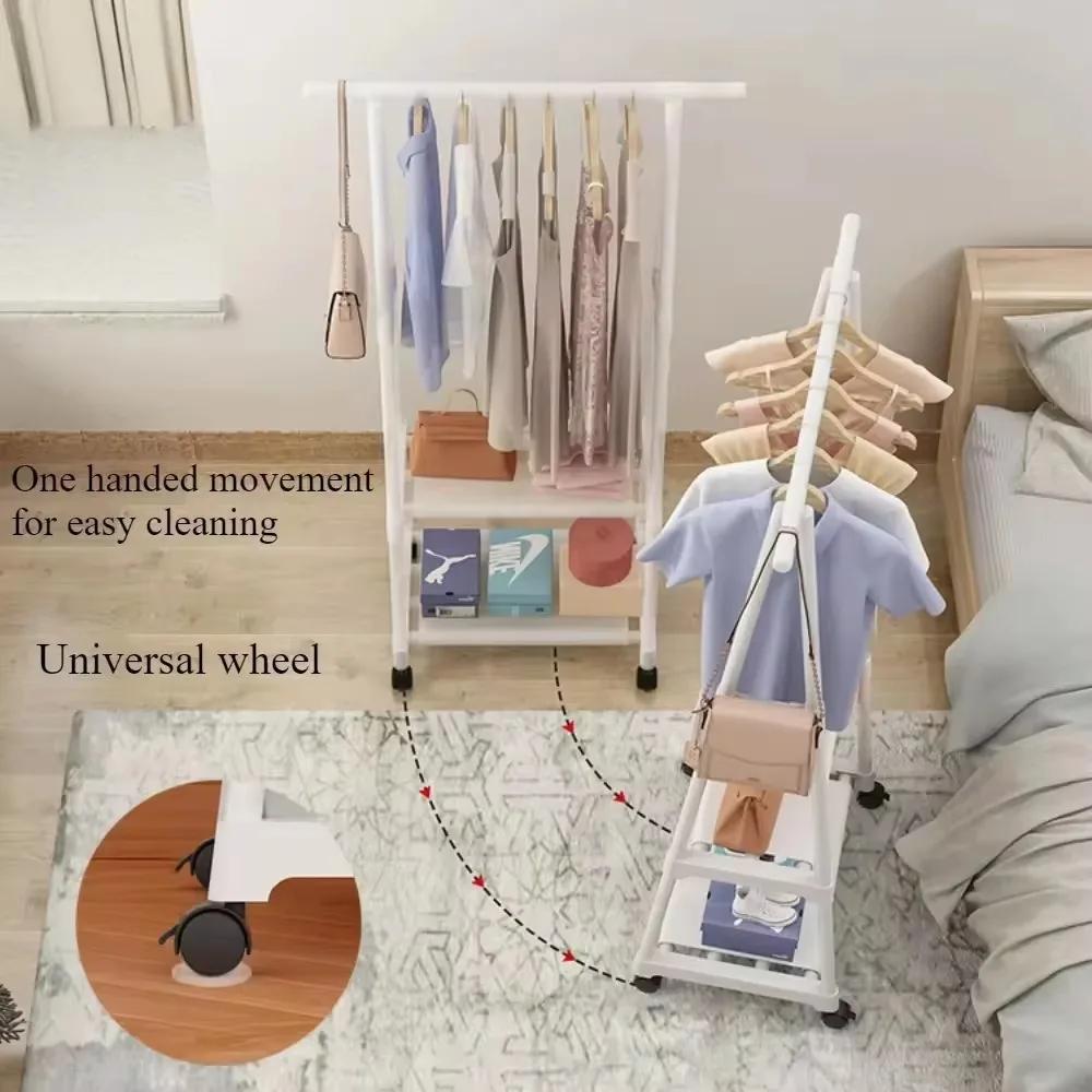 Clothes Rack Triangle Pulley With Wheels Home Assembly Living Room Movable Triangle Clothes Racks Floor Standing Clothes Hanger