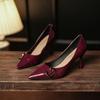 Fashion 2025 Classics Slip On Women's High Heels Pointed Toe Shallow Thin Heels Metal Decoration Pumps for Fashion Party & Dress Shoes