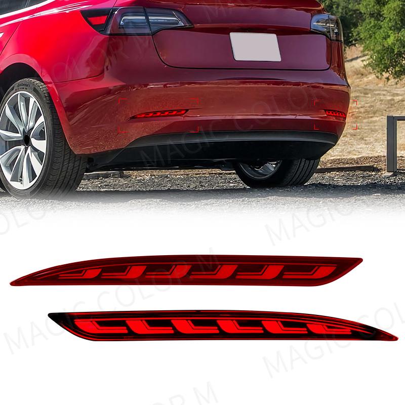 Для Tesla Model 3 Model Y 2018 2023 светодиодный отражатель заднего бампера 3 функции стоп-сигнал динамический сигнал поворота Model 3