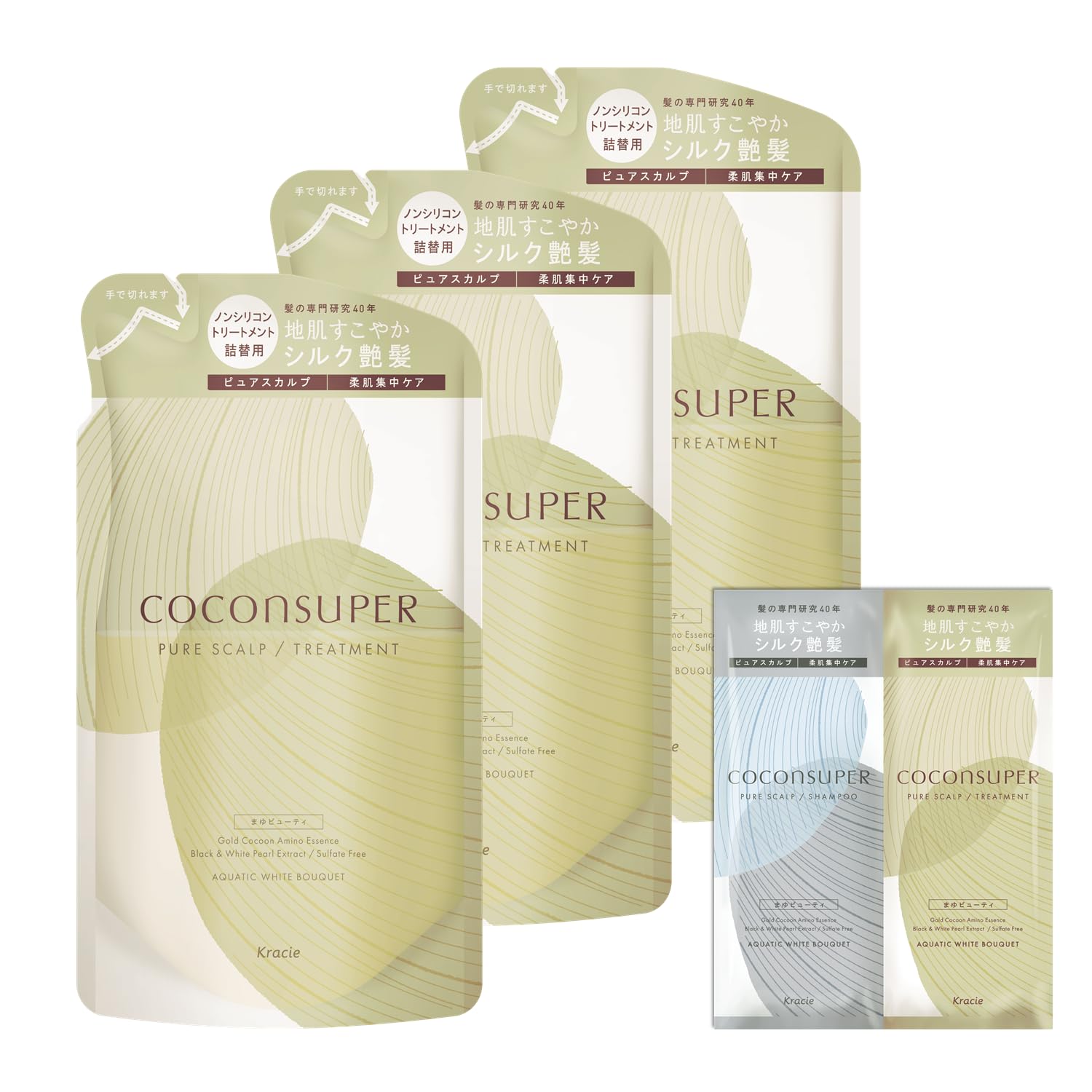 

COCONSUPER Intensive Repair Treatment Refill 320 г x 3 Набор с бонусом Кондиционер для кожи головы Запах Уход за волосами [Pure Scalp] Для мужчин Для женщин зелёный