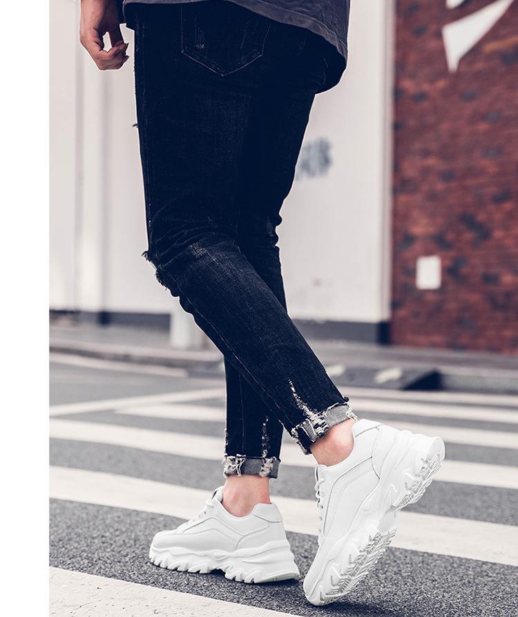 Men's 8cm Height Increasing White Breathable Casual & Running Shoes
