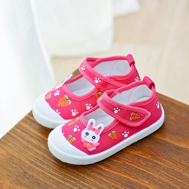 

Туфли принцессы Nanlu Velcro Canvas Cartoon Square Mouth для девочек B813 Size 25/15.3cm красный/персиковый