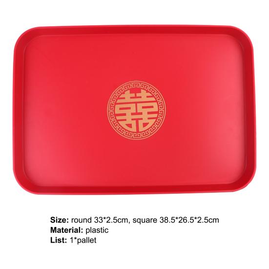 Rotes Teetablett im chinesischen Stil, Kunststoff-Tischdekoration, Serviertablett für den Haushalt
