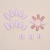 Medium and long pink and white girl glitter pink sequins fake nails eraser pink and white solid color wearing nail pads