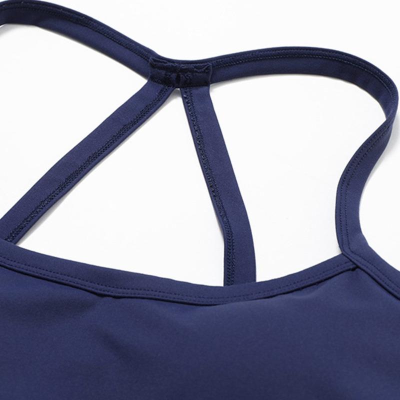 New thin shoulder strap square round neck neck sports yoga top super soft nylon fitness outdoor
