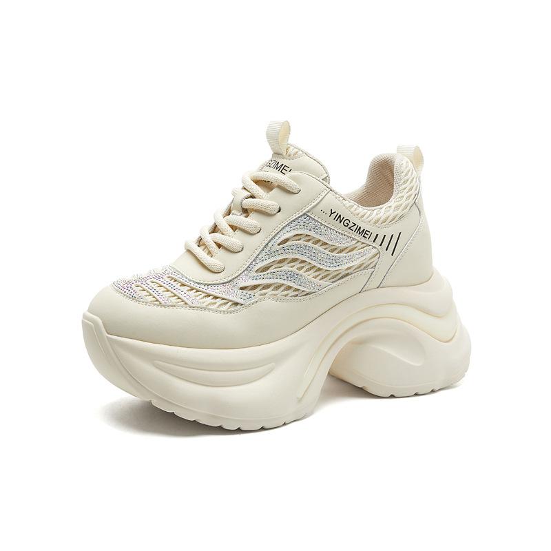 Thick-soled Dad Shoes Children 2025 New Popular Summer Mesh Shoes Women's Mesh Heightening Women's Shoes Sports White Shoes