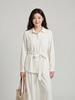 Plus Size Spring Slimming Two-Piece Set: Long Sleeve Lapel Top & High Waist Wide Leg Pants