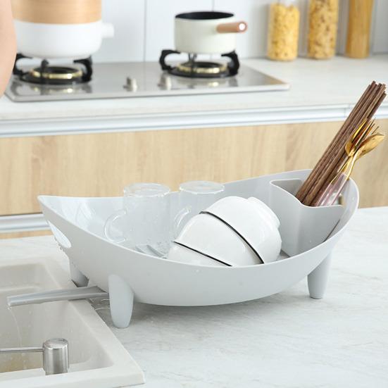 Countertop Dish Rack Plastic Dish Drying Rack Tableware Holder Bowl And Utensil Holder with Drainage for Kitchen Counter Sink