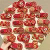 4Pcs New Year Plush Pony Hairpin Atmosphere BB Clip Cute Cartoon Year Of The Horse Hair Clips Red Series Hair Accessories Gifts