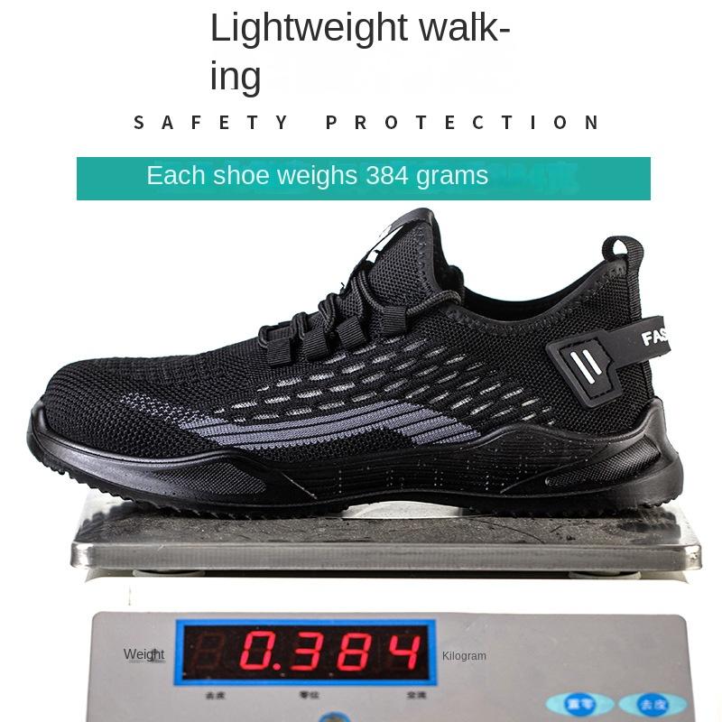 Labor Insurance Shoes Men's Anti-smashing and Anti-piercing Fly-woven Breathable Lightweight Solid Bottom Safety Shoes