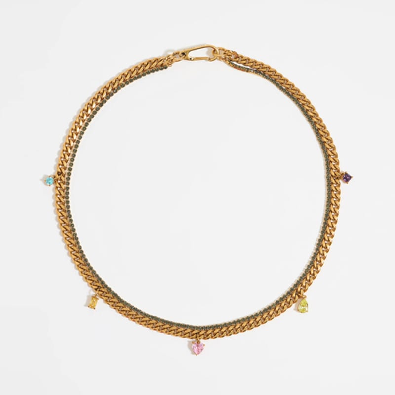 

BIMBA Y LOLA [23FW] BIMBA Y LOLA Gold Crystal & Chain Necklace B236AIU009GOF Gold_FREE