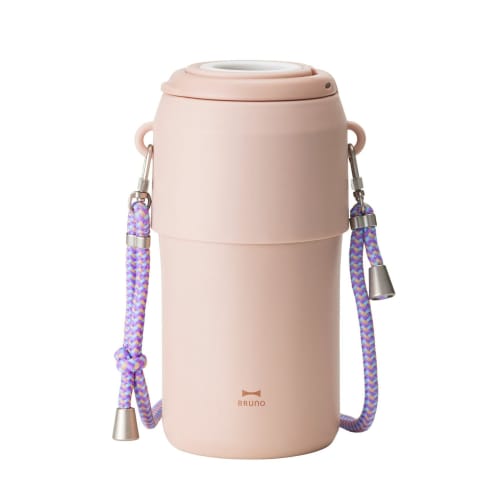 BRUNO Stainless Steel Water Bottle Holder with Double Vacuum Wall and Strap, Fits 500-650mL Water Bottles, Pink, BHK324-PK