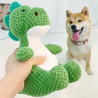 Dog Plush Dinosaur Toy Interactive Squeaky Dog Chew Toy Soft Stuffed Animal Puppy Teething Toy for Teeth Cleaning Anxiety Relief