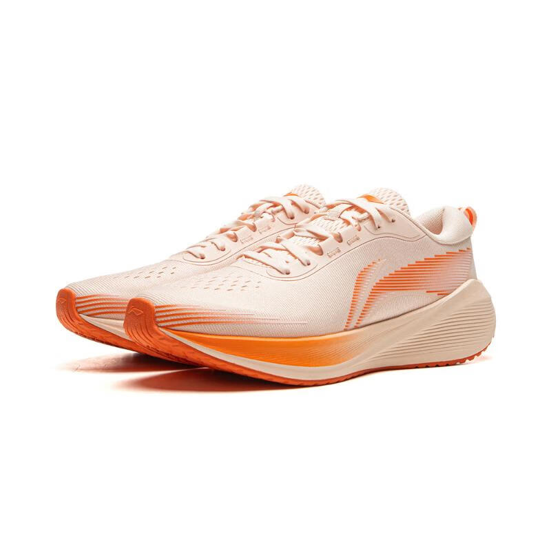 Li Ning Tread Wind Comfortable Simple Non-Slip Wear-Resistant Low-Top Running Shoes Women sneaker Beige Orange AGLU322-5