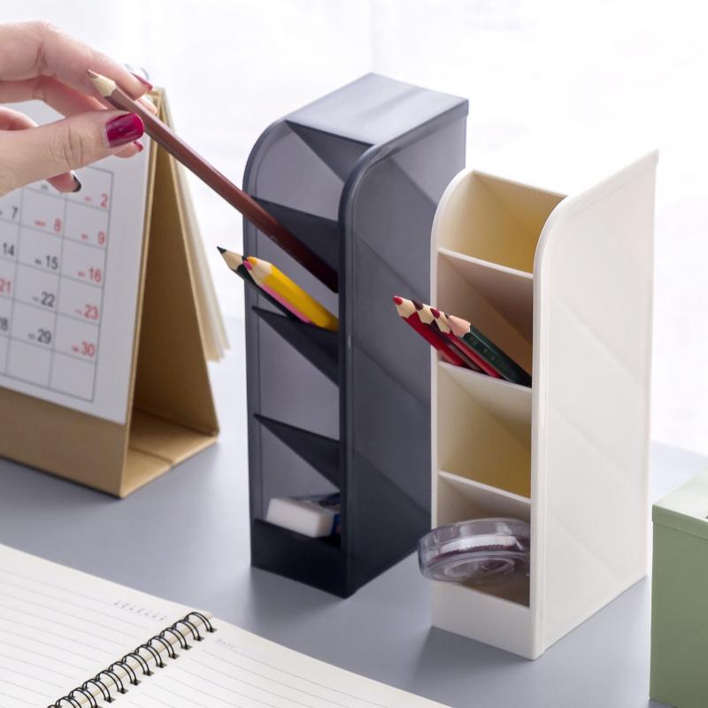 Four-compartment Slanted Insertion Pen Holder Desktop Storage Pen Holder Compact and Multi-functional Pen Holder