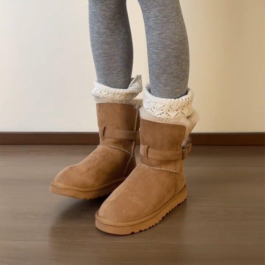 Warm platform cotton shoes fur new winter snow boots extra thick velvet design thickened integrated middle tube