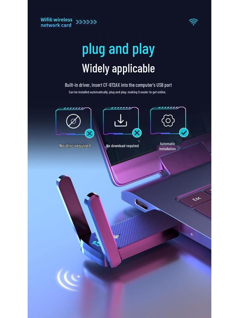 Wireless Gigabit Dual-Band 5G WiFi 6 Network Card for Desktop