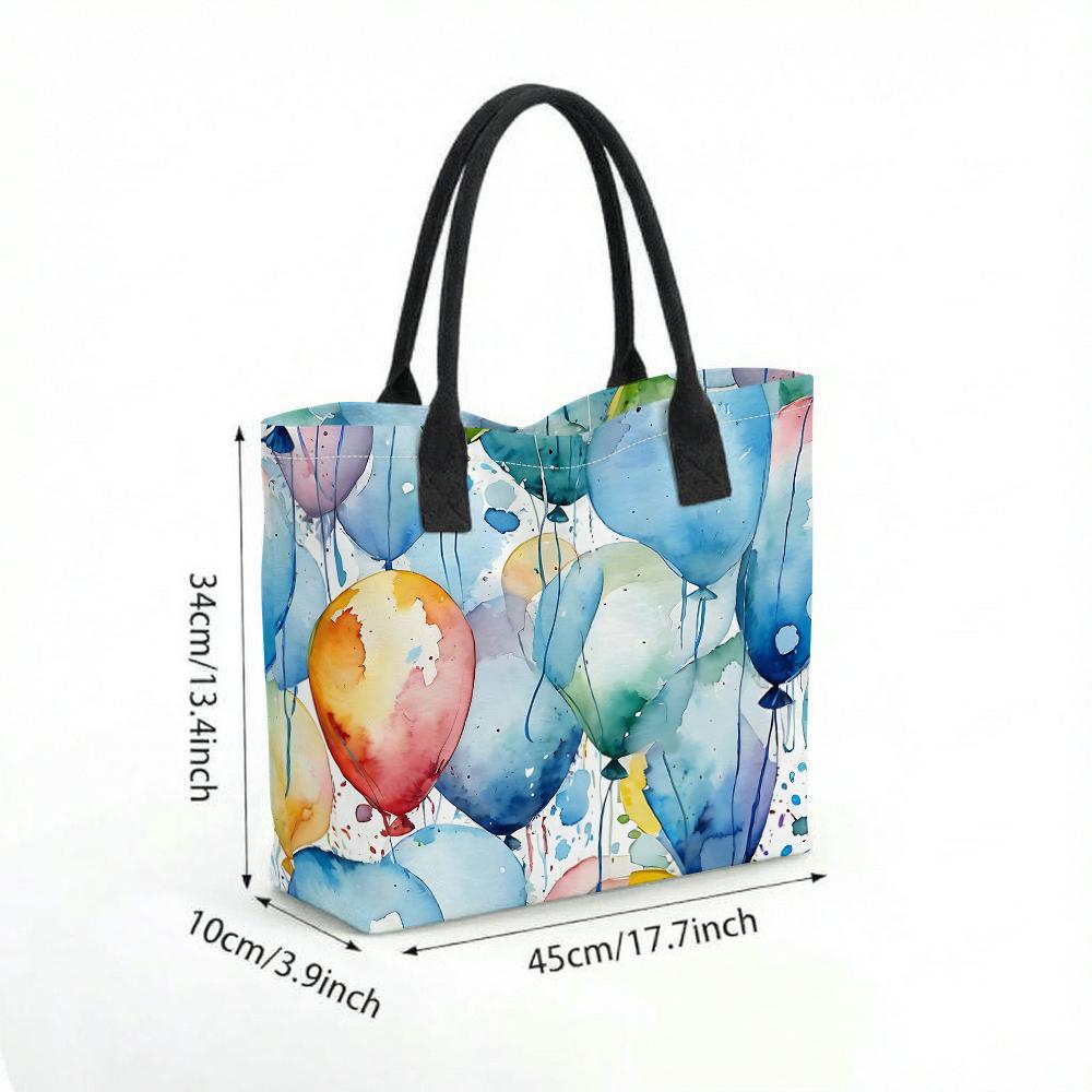 Watercolor Balloon Print Tote Bag Fashion Casual Large Capacity Portable Daily Handbag