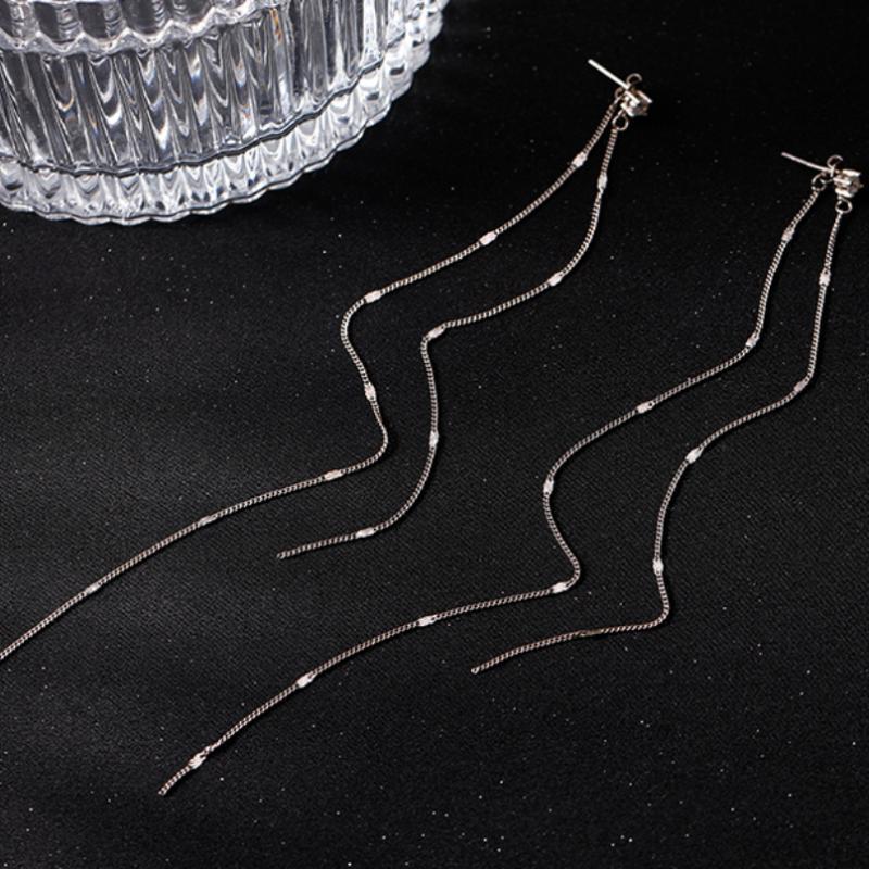 New Pattern Exquisite Design Tassel Earrings Ladies Temperament Socialite s Niche Design Ear Line Banquet Jewelry Gifts серебряный