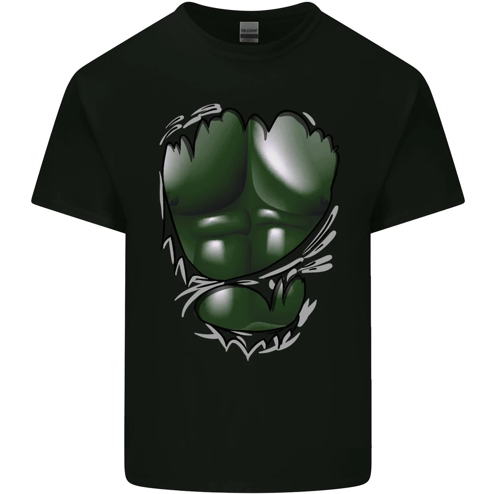 

Gym Green Torso Ripped Muscles Effect Kids T-Shirt Childrens M