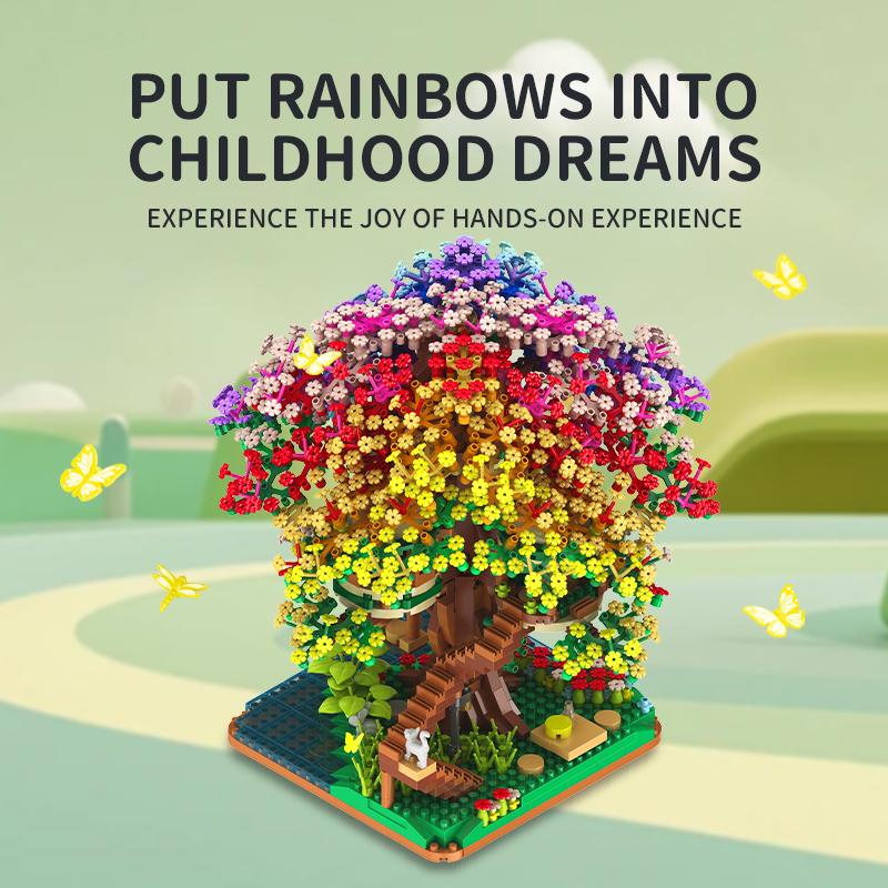 2338 Teile Regenbogenfarben Baumhaus Baustein Sets Mikrobausteine Spielzeug für Kinder Geschenke DIY Heimdeko