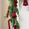 2pcs Velvet Christmas Candy Cane Bell Icicle Ornaments Burgundy Red Xmas Tree Hanging Pendants Christmas Party Home Decoration