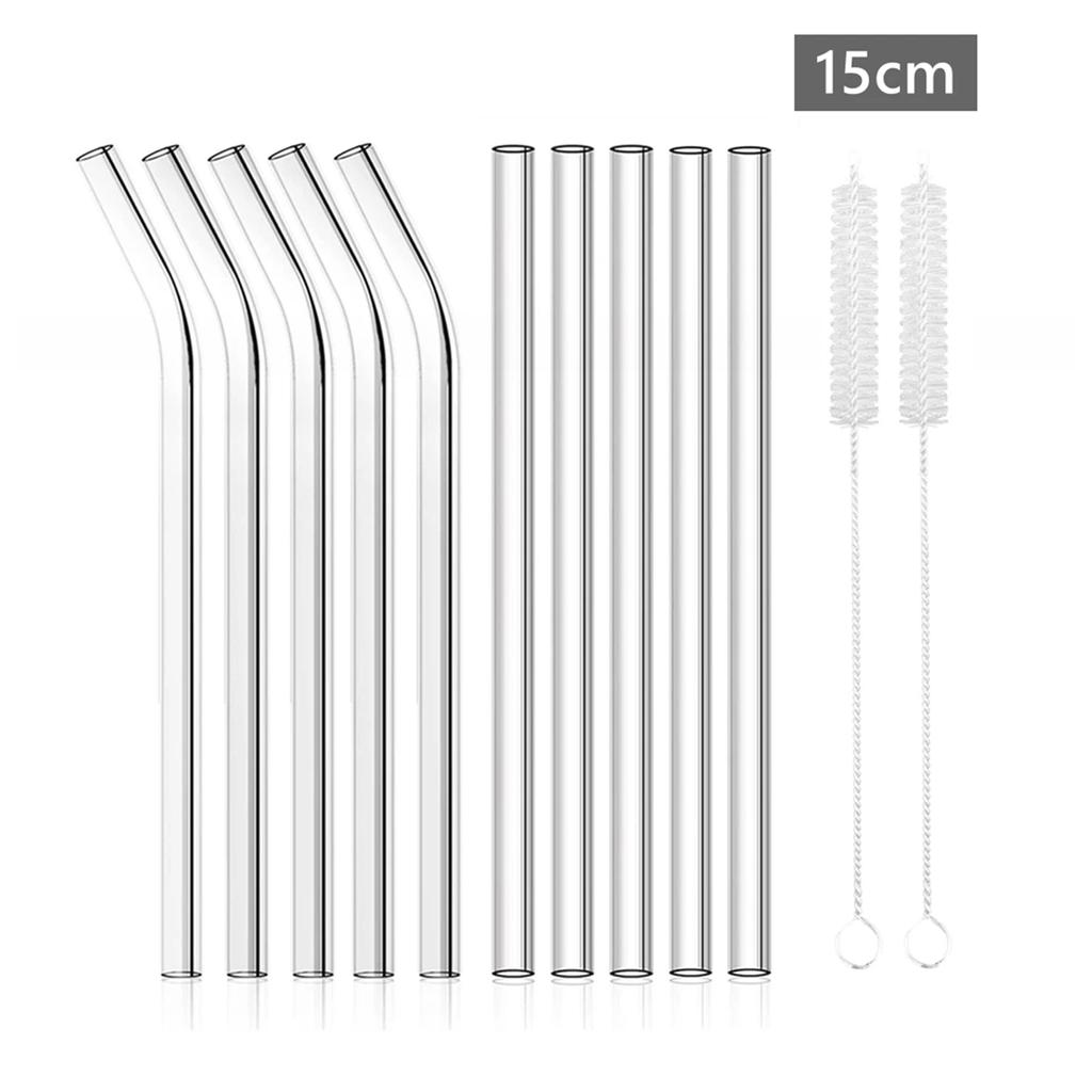 15cm Short Glass Straws Clear Drinking Straws for Cocktails Whiskey Coffee Bar Party Straight Bent Reusable Straws Barware