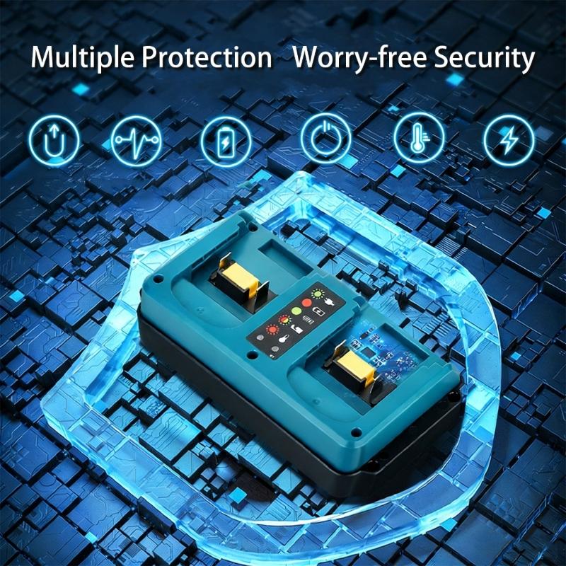 Battery Adapter Charging Solution Double Port Power Charging Base for Various Devices Waterproof Cable Small Design