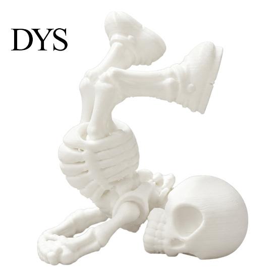 PLA Plastic Skeleton Break Dancing Figurine, 3D Printed Posable Articulated Skull Statue, Unique Desk Accessories Funny Handstand Decor, Novelty