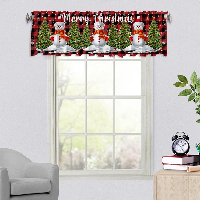 1PC Semi-Sheer Easy Install Swag Valance Atmosphere Scarf Xmas Bedroom No-Drill Christmas Festive Valance Holiday 137x45cm