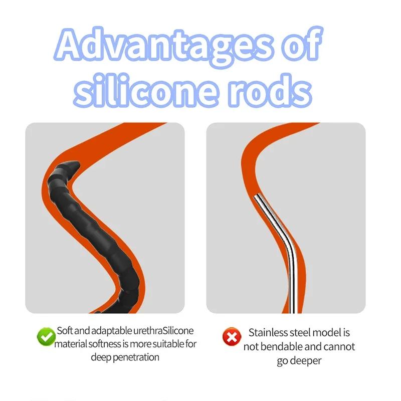 Dlouhý uretrální dilatátor katétru Dutá injekce Tyčinka koňského oka Silikonová penisová zátka Masturbátor Sexuální hračky pro muže Gay Dospělý