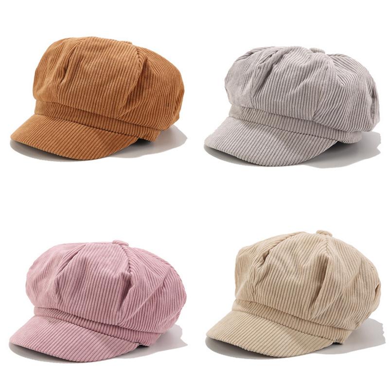 1Pc Hat Winter Beret Ladies Newsboy Fashion Peaked Cap Girls Corduroy Womens