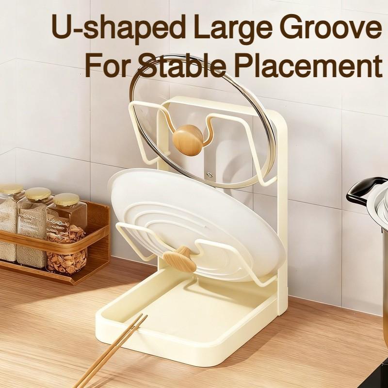 Double Layer Pot Lid Rack Non-slip Large Capacity Cutting Board Holder Draining Kitchen Storage Rack Cooking Tool Holder Kitchen Storage Rack