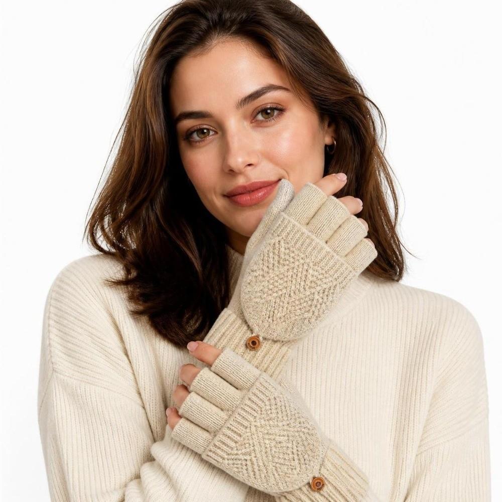 Solid Color Winter Knitted Gloves Keep Warm Touchscreen Gloves Fingerless Flip Gloves Outdoor