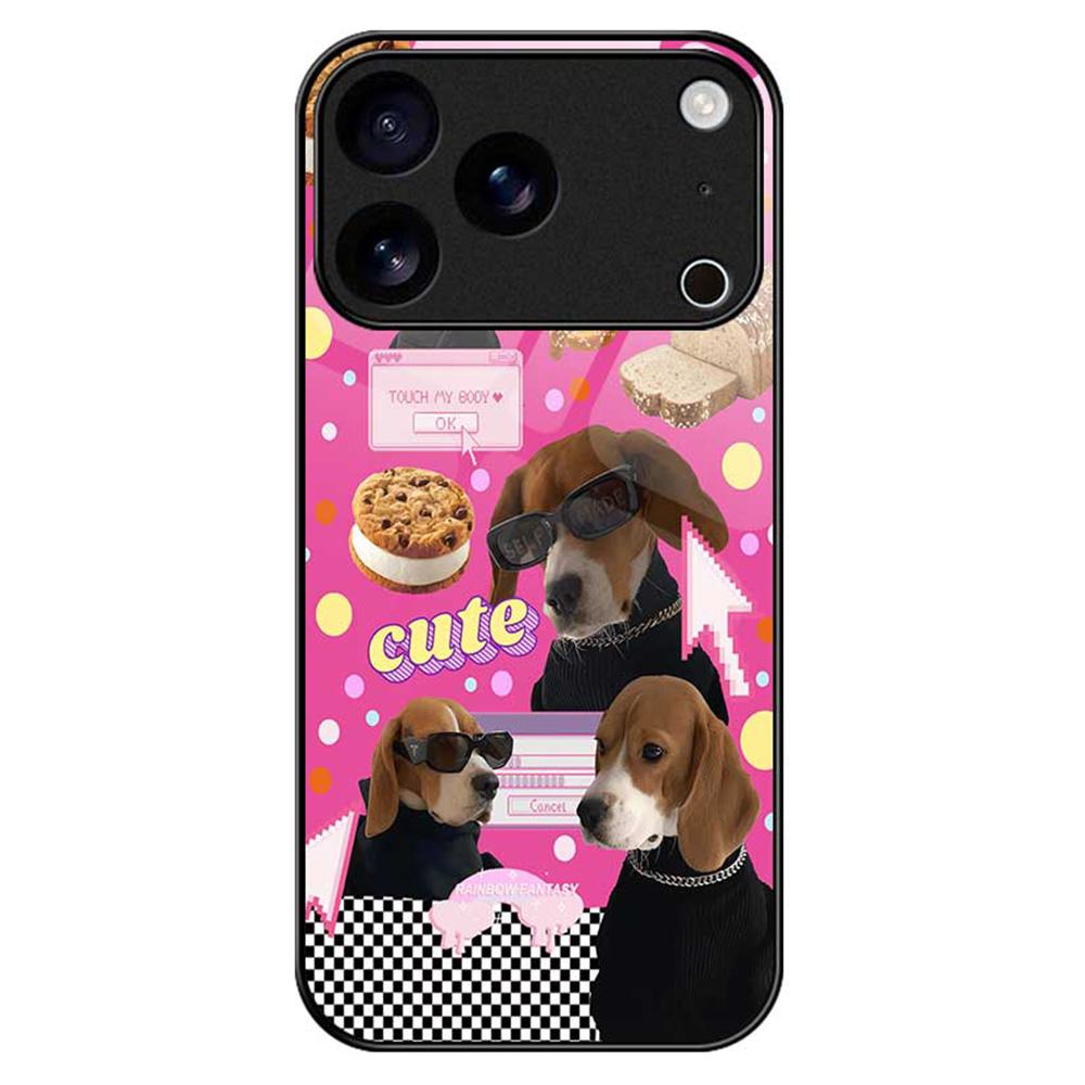 For iPhone 17 Pro Max Case TPU PC Tempered Glass Pattern Printing Anti Drop Phone Back Cover