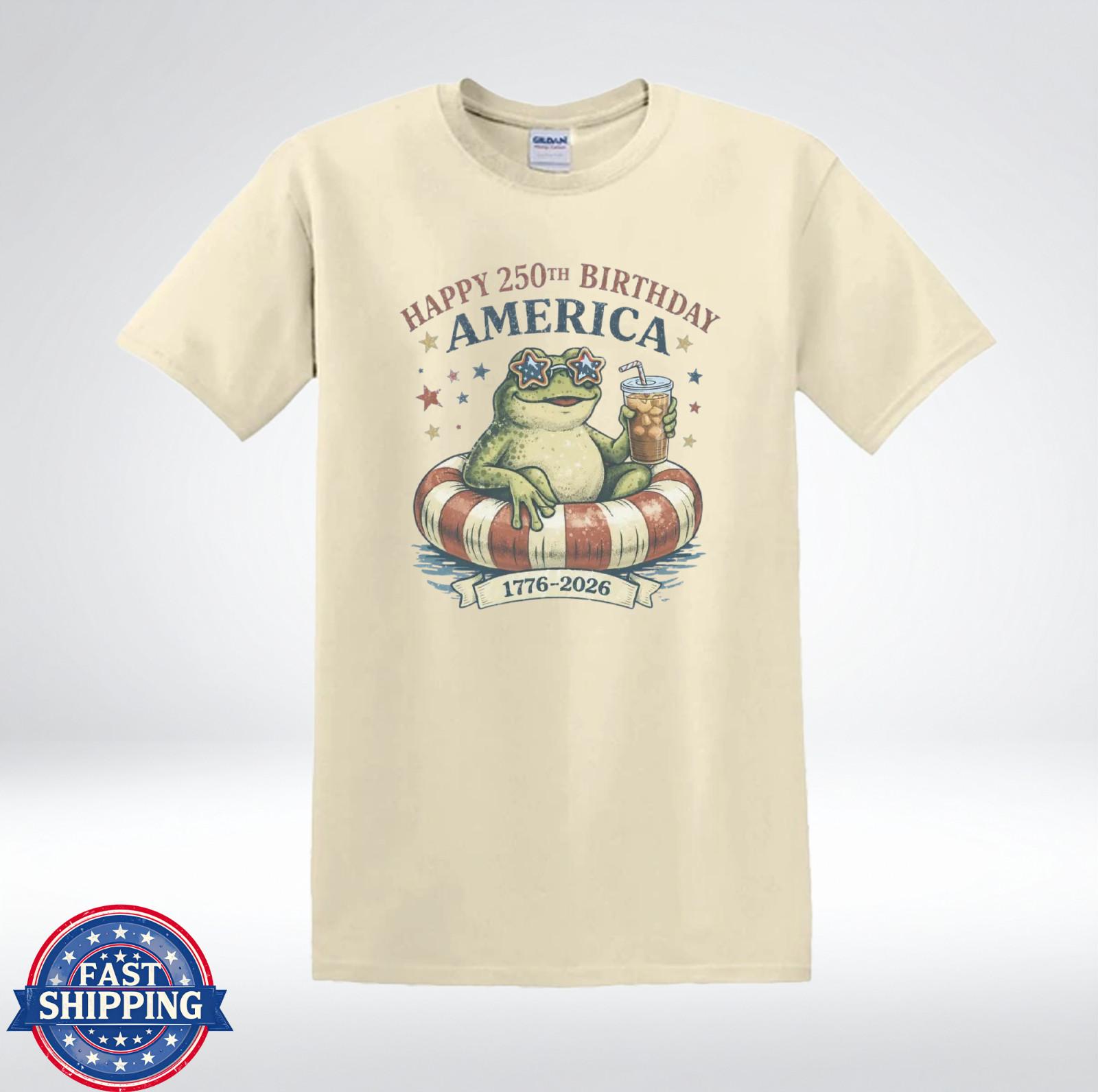 Happy 250th Birthday America 1776-2026 Frog Patriotic Shirt T-Shirt XL