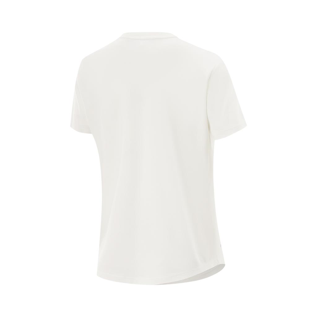 Li-Ning Comfortable Versatile Simple Solid Color Round Neck Short Sleeve T-Shirt Women Tops Off-White ATSV044-2