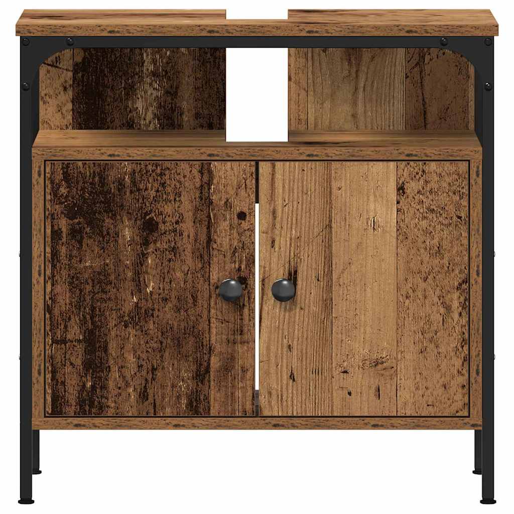Bathroom Furniture Set with Shelf 4 Pcs Reclaimed Wood Effect Particleboard