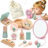 Juguetes de Maquillaje de Madera para Jugar a Imitación, Set de Maquillaje de Simulación, Maquillaje para Niñas, Tocador, Cosméticos, Juguetes, Regalos de Cumpleaños para Niños