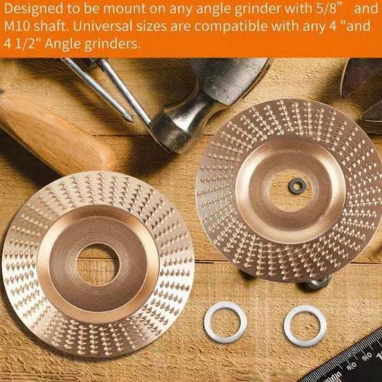 3Pcs Angle Grinder Polishing Pad, Wide Angle Grinder Compatible 4-4.5 Inch with Adapters, Curved Grooved Anti-Clog Teeth for Engraving Polishing