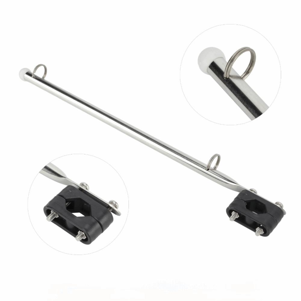 Silver Marine Flag Pole 390mm Flagpole Flag Holder Stand Rail Type Flag Pole  Boats