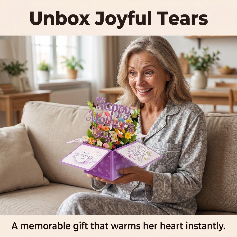 Best Wishes 3D Mother's Day Card Butterfly Flower Pop Up Card Mom Greeting Card  Party Decoration