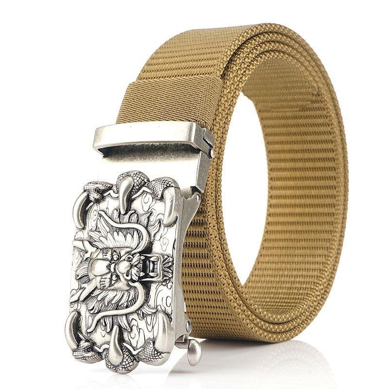 Men'S Nylon Belt Business Automatic Buckle Belt Casual Canvas Toothless Buckle Belt Strength Delivery