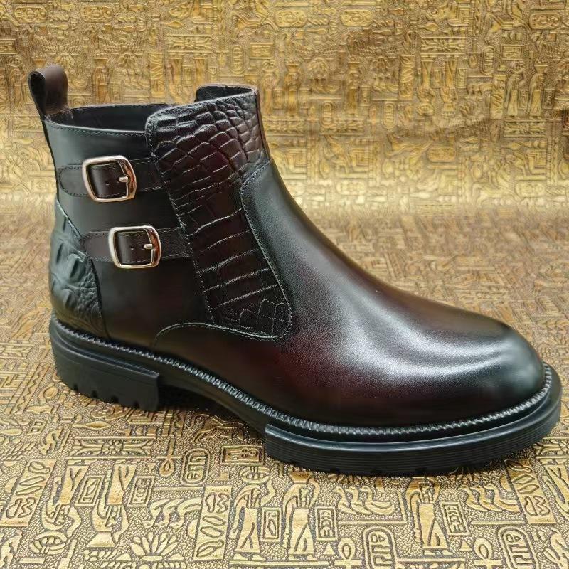 

Высококачественная обувь кожаная фабрика полусапоги и высокие одинарные туфли боковая молния ботинки Мартина осень и зима мужская обувь корейская версия мужская обувь 43 светло-коричневого