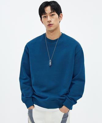 Sobeomeonteu 950G Solid Sweatshirt - Prussian Blue - [Semi-Oversized Fit]