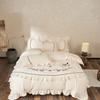 Princess Lace Velvet Cotton Embroidered 4-Piece French Romantic Duvet Cover Bedding Set