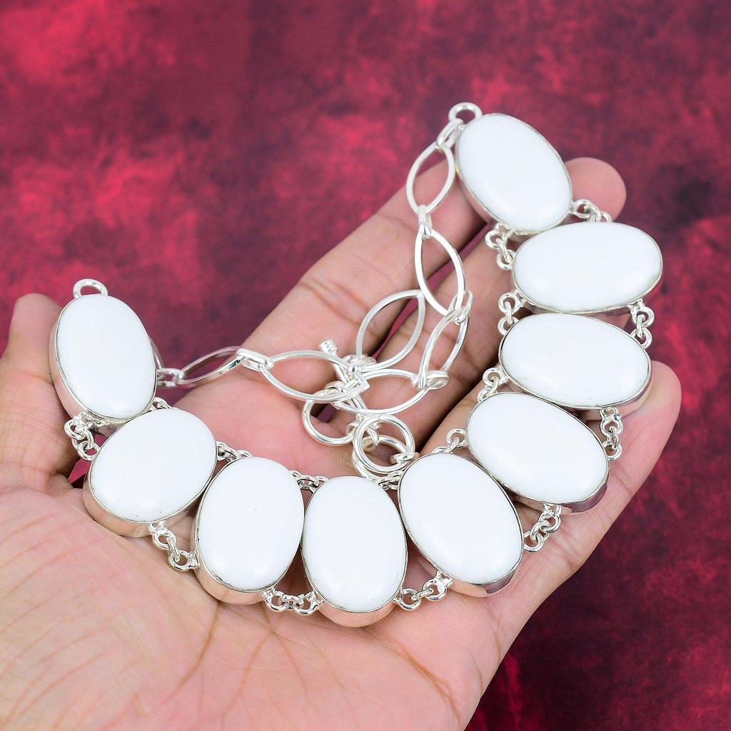 White Coral Handmade Gemstone Necklace, 925 Solid Sterling Silver Necklace Antique Jewelry, For Thanksgiving