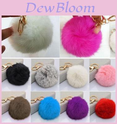 Charming Soft Cute Rabbit Fur Ball Pompom Key Chain For Cell Phones And Handbags