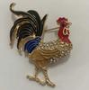 Cute Colour Rooster Brooch Pin For Women Enamel Animal Corsages Crystal Cock Jewelry Pins Gift