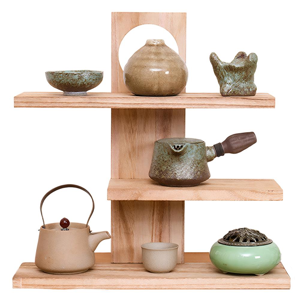 3 Tier Wooden Desktop Storage Organizer Solid Wood Double-Reinforced 25LBS Per Shelf Desk Shelf Display Stand for Living Room